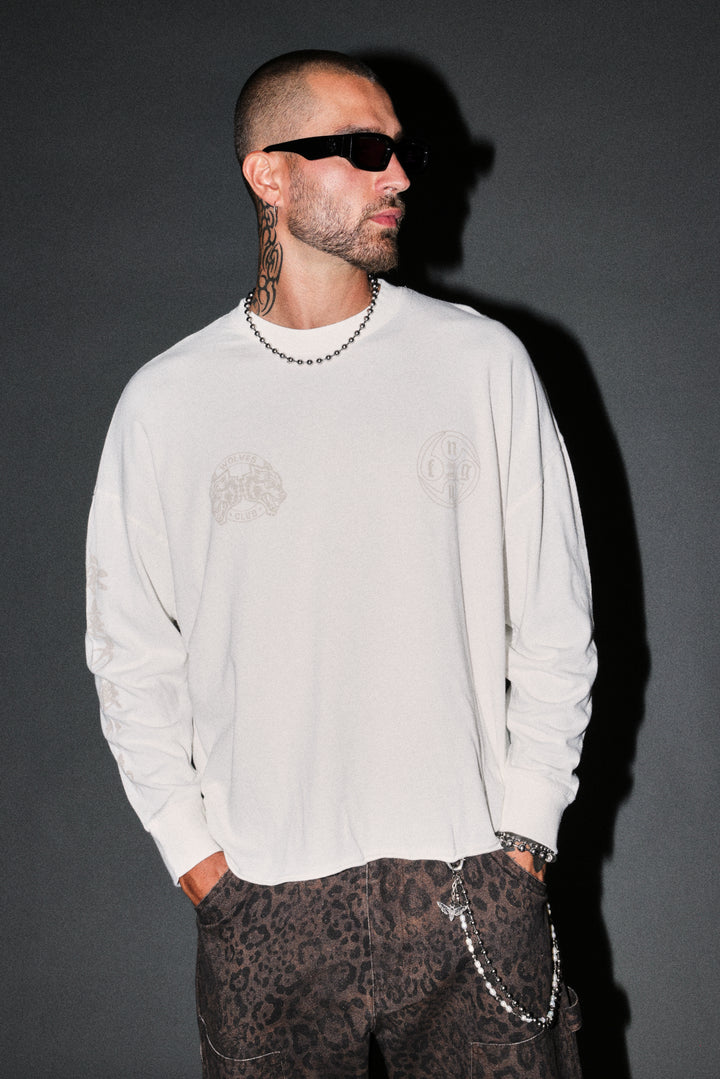 Kazoku Okami Premium Box Cut Ls Tee in Cream