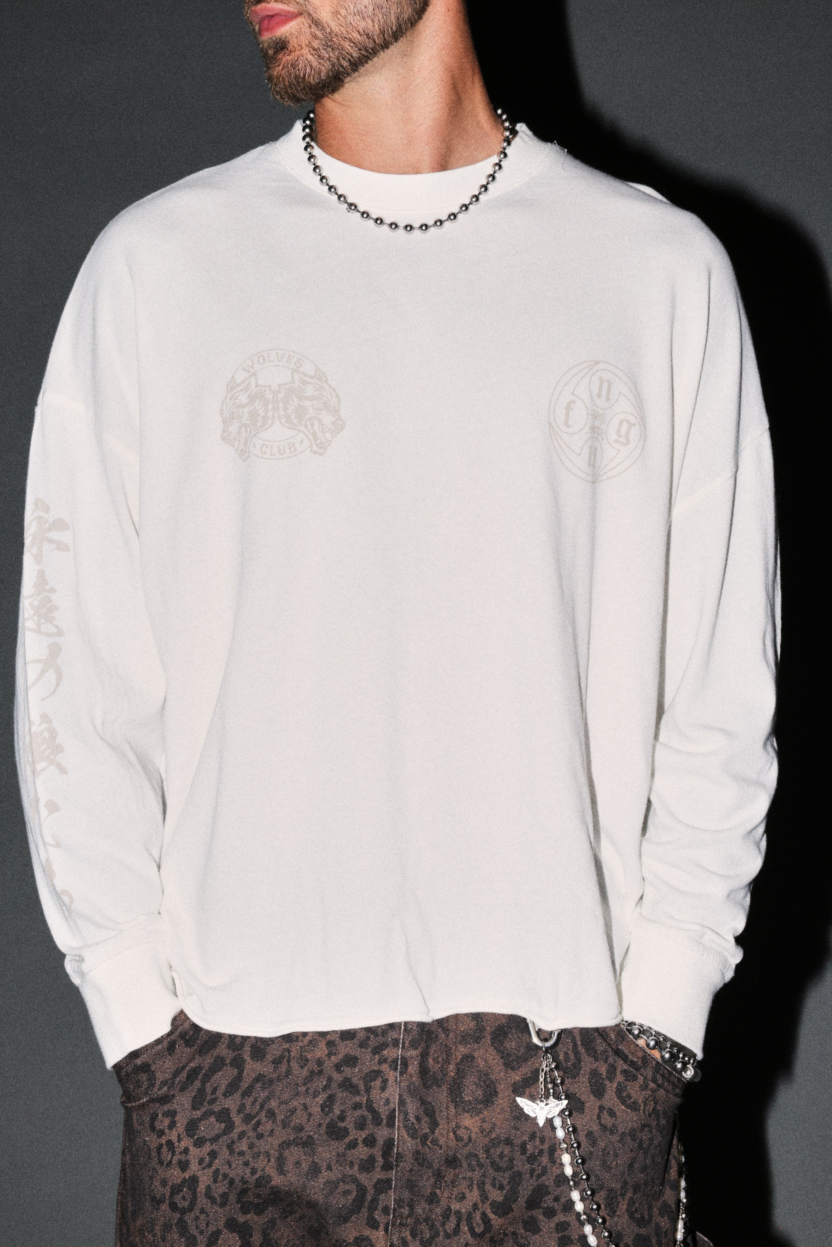Kazoku Okami Premium Box Cut Ls Tee in Cream