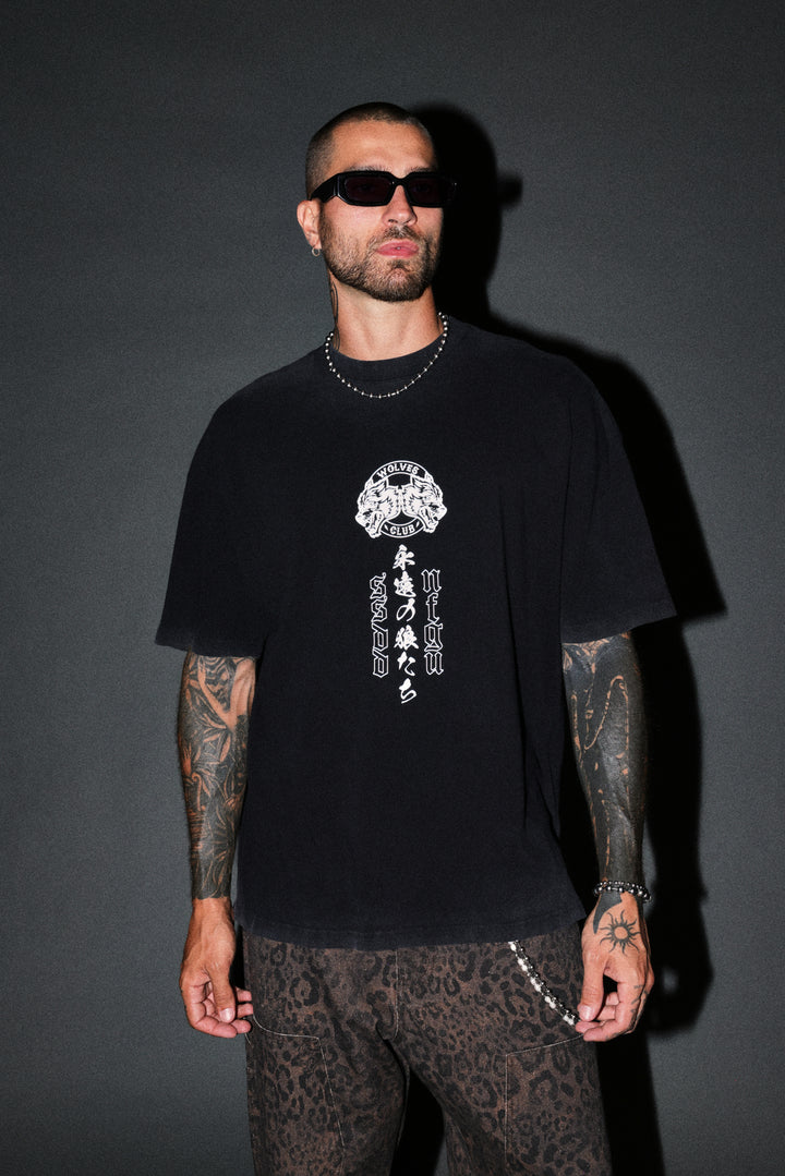 Kazoku Okami Premium Oversized Tee in Black