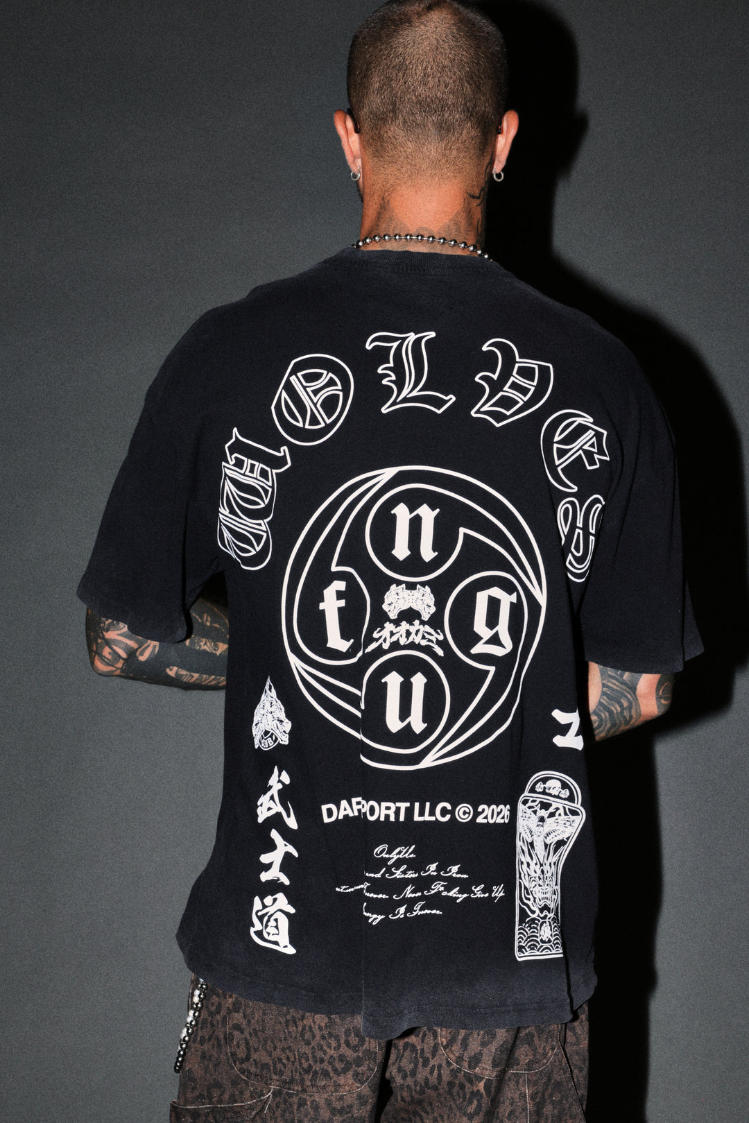 Kazoku Okami Premium Oversized Tee in Black
