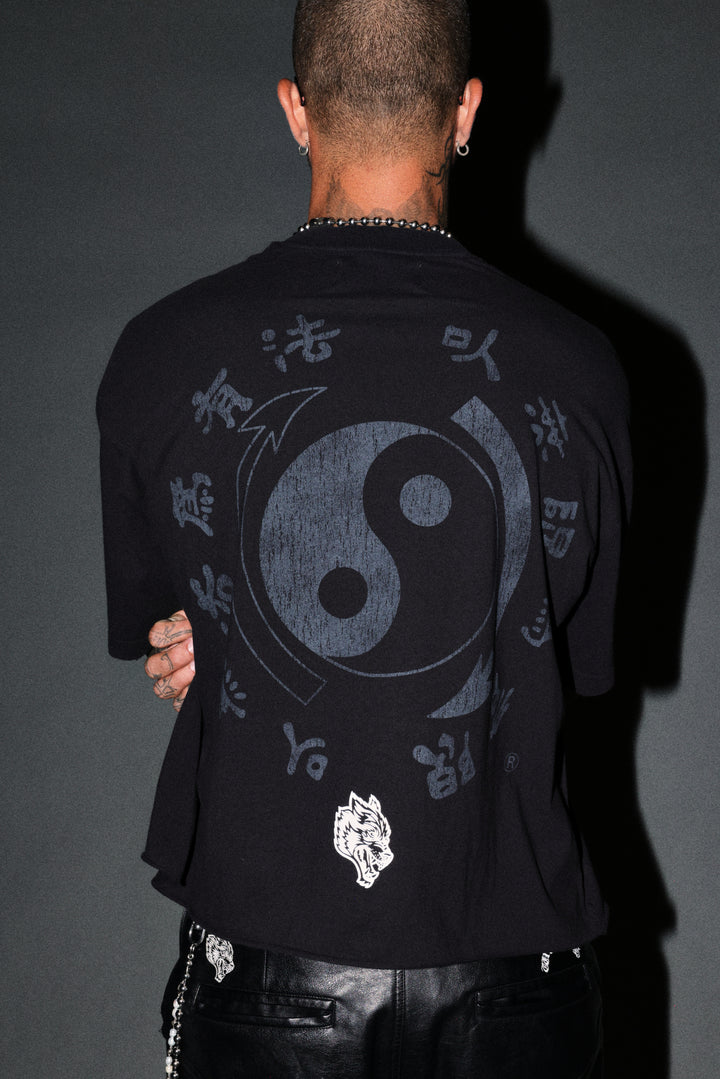 Bruce Lee Forever Distressed Grunge Box Cut Tee V2 in Black