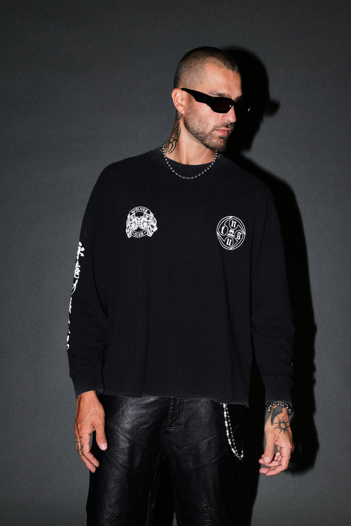Kazoku Okami Premium Box Cut Ls Tee in Black
