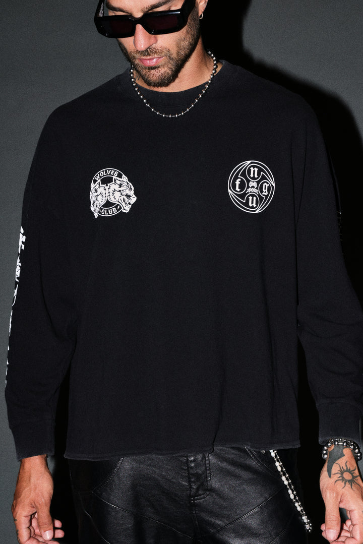 Kazoku Okami Premium Box Cut Ls Tee in Black