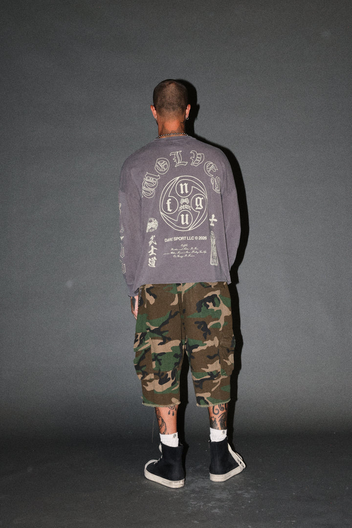 Kazoku Okami Premium Box Cut Ls Tee in Slate Gray