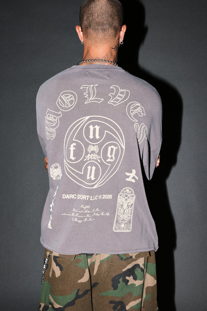 Kazoku Okami Premium Box Cut Ls Tee in Slate Gray