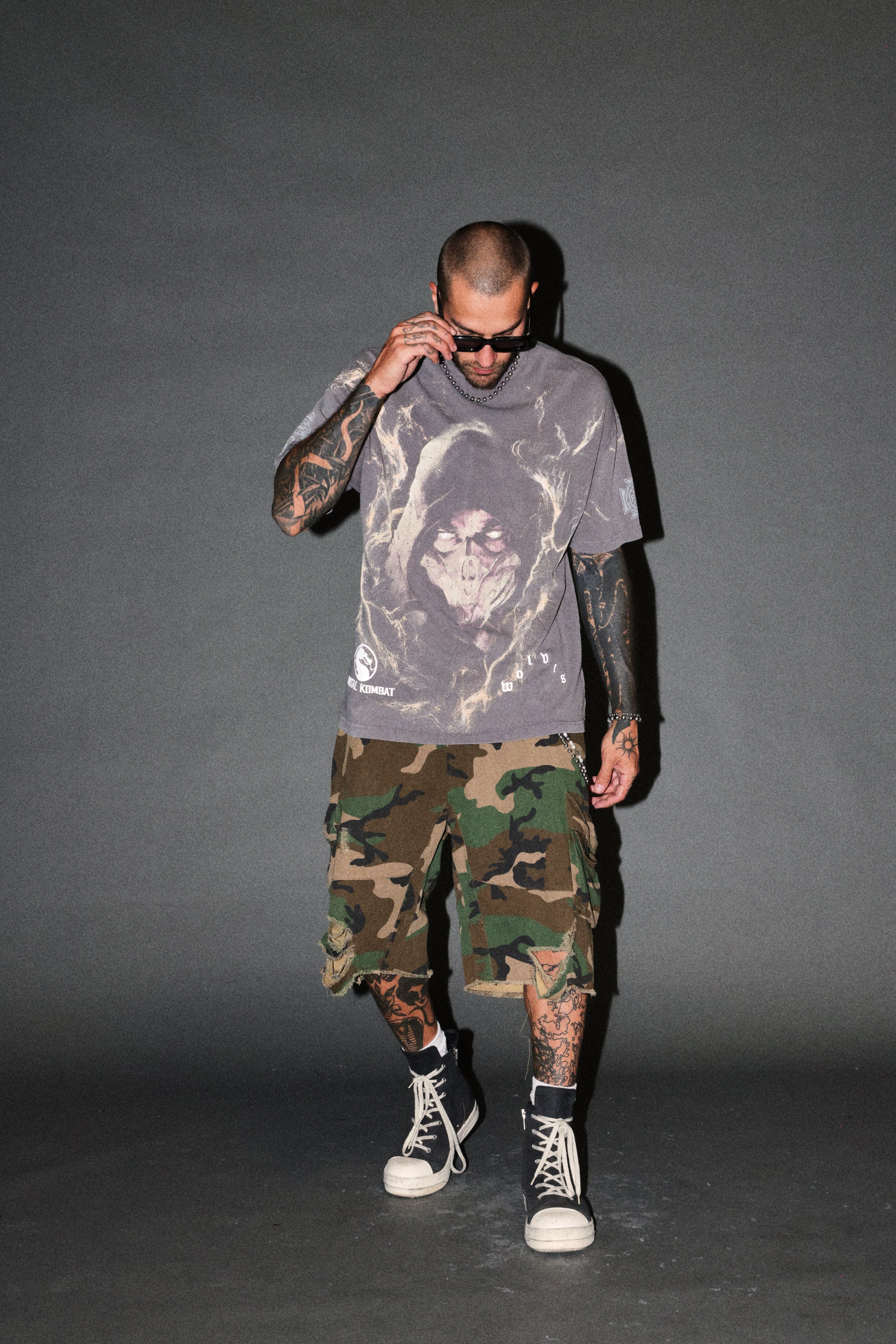 Scorpion Fire Premium Oversized Tee in Slate Gray