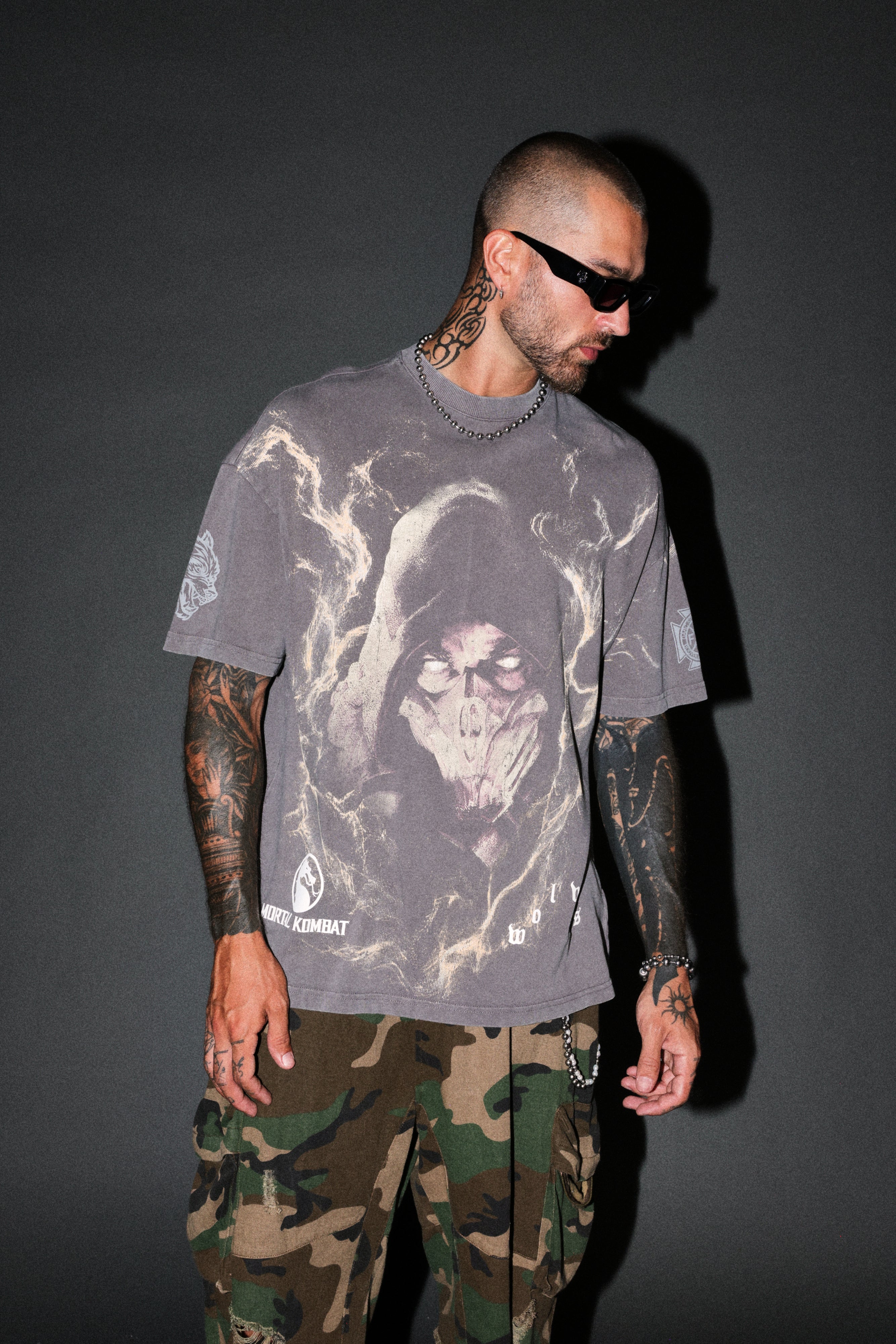 Scorpion Fire Premium Oversized Tee in Slate Gray