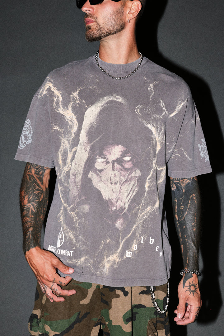 Scorpion Fire Premium Oversized Tee in Slate Gray