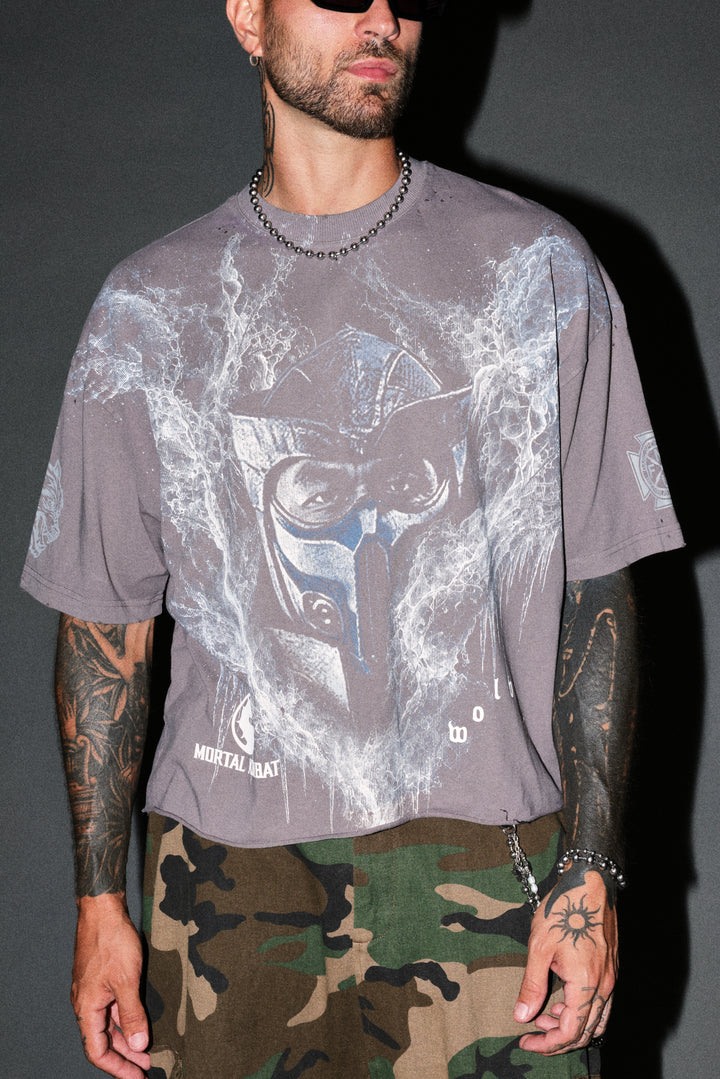 Sub-Zero Distressed Grunge Box Cut Tee V2 in Slate Gray