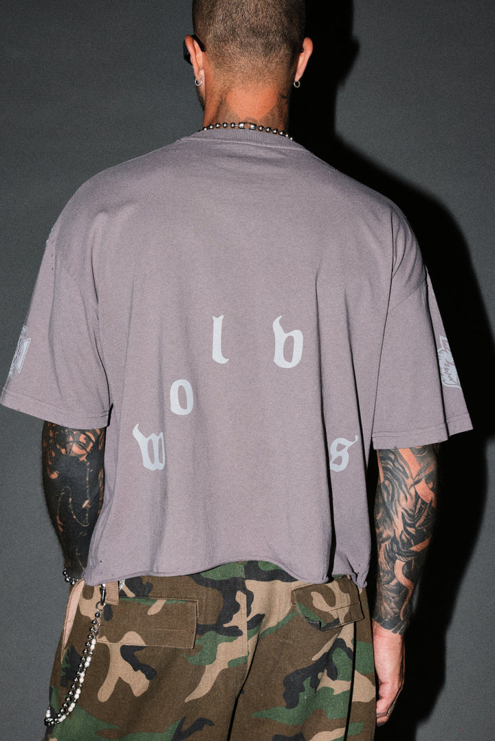 Sub-Zero Distressed Grunge Box Cut Tee V2 in Slate Gray
