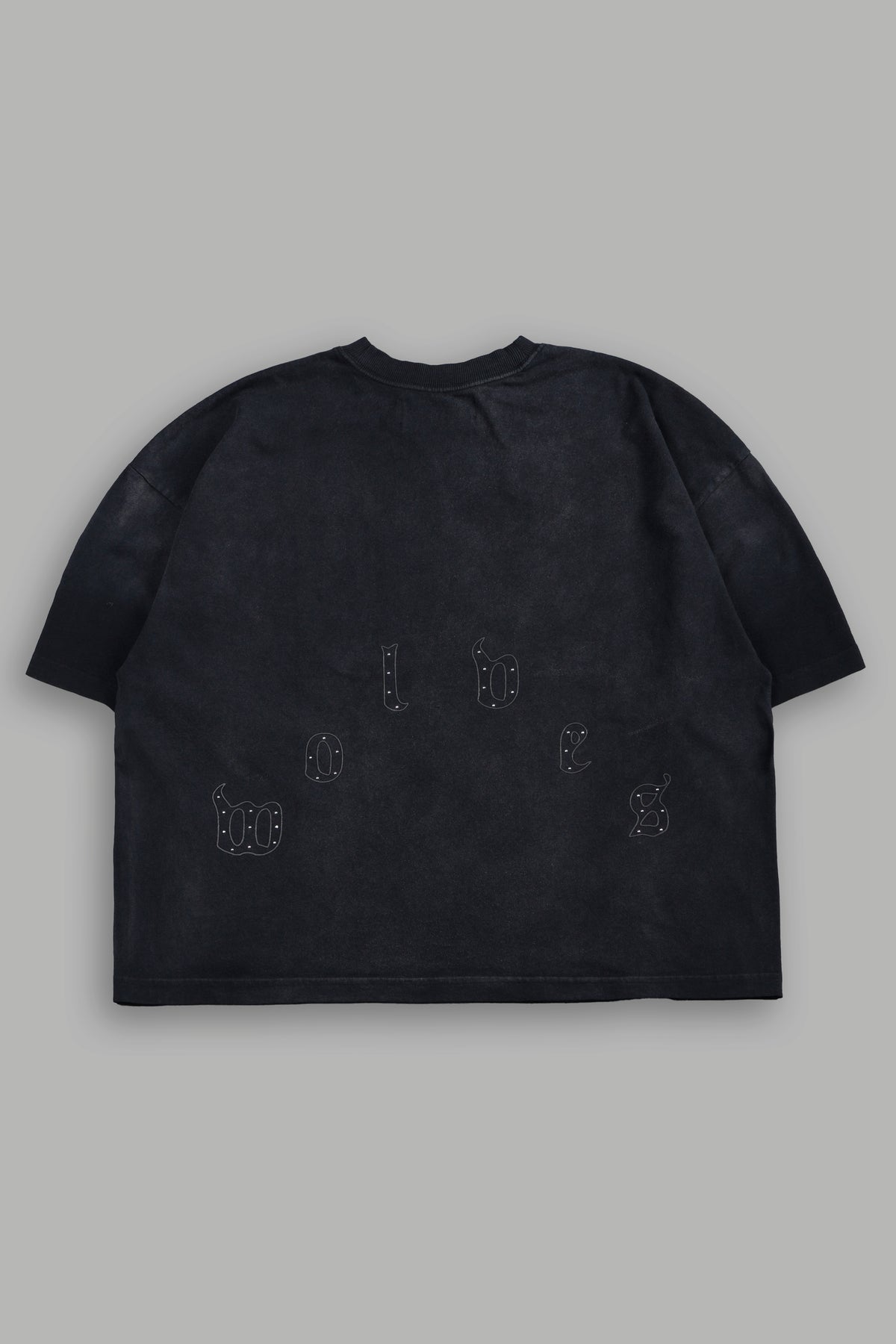 Our Crest Grunge Paul Box Cut Pocket Tee In Black Super Sun Fade