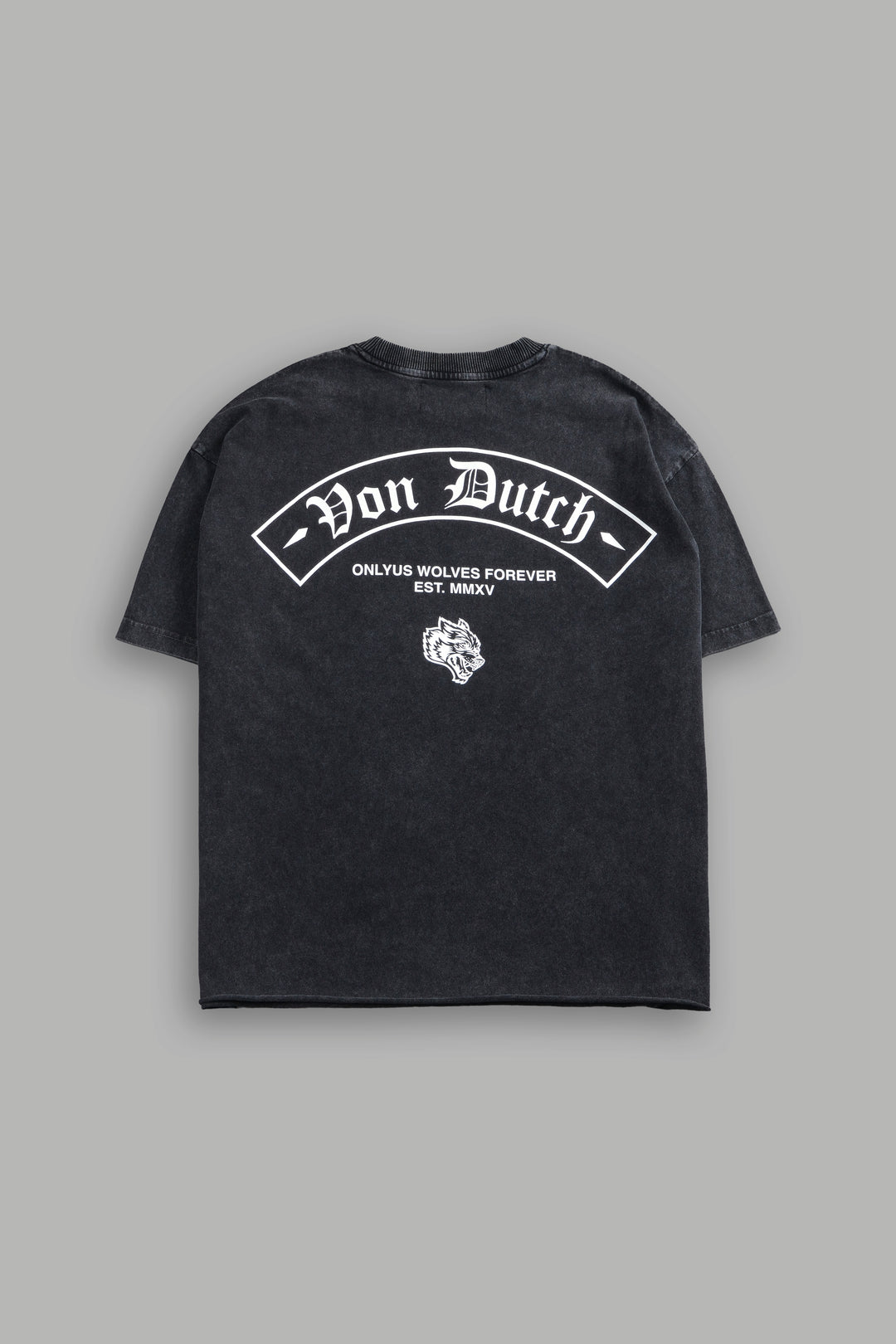 Darc Covenant Grunge Mid-Length Raw Hem Tee in Black