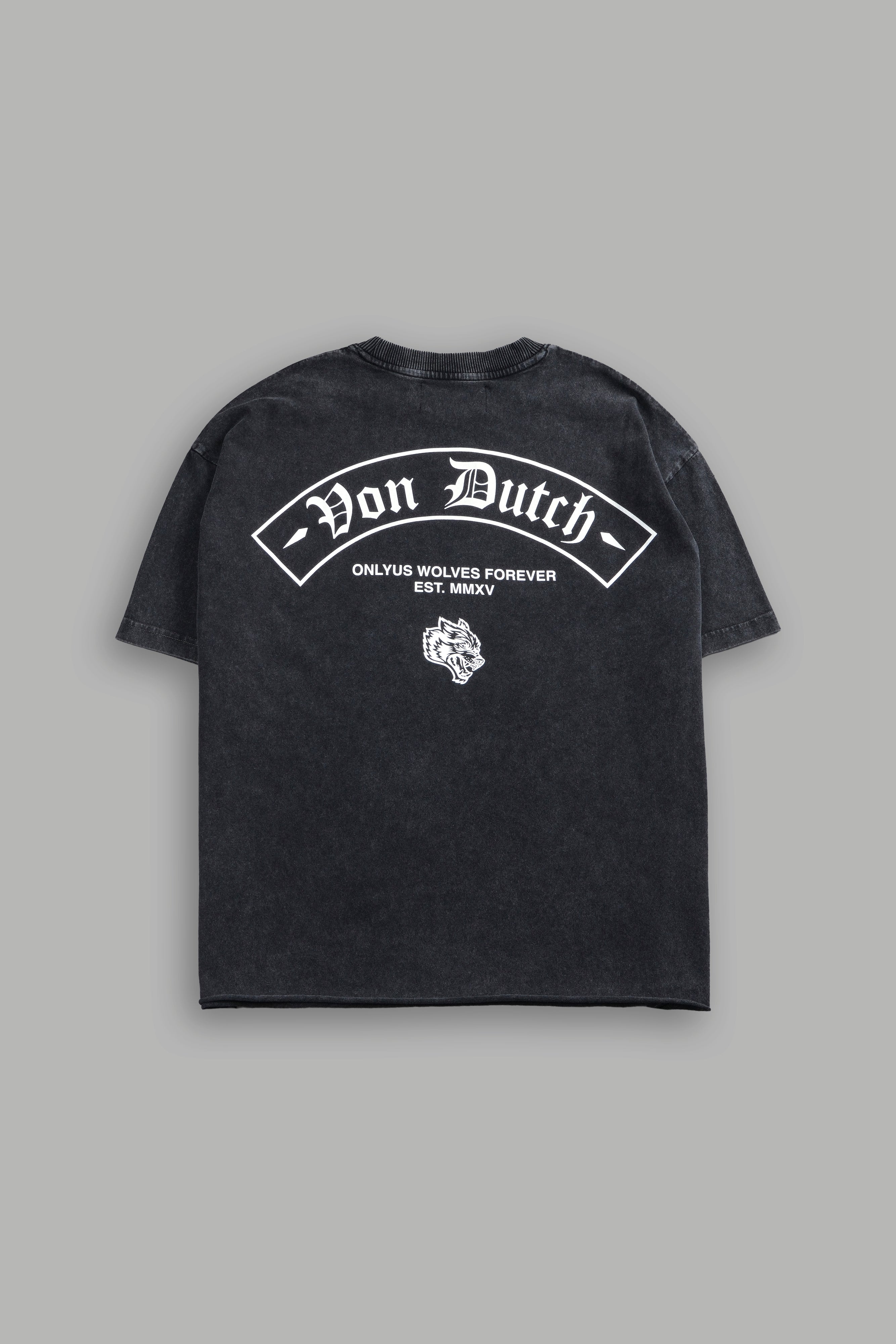 Darc Covenant Grunge Mid-Length Raw Hem Tee in Black