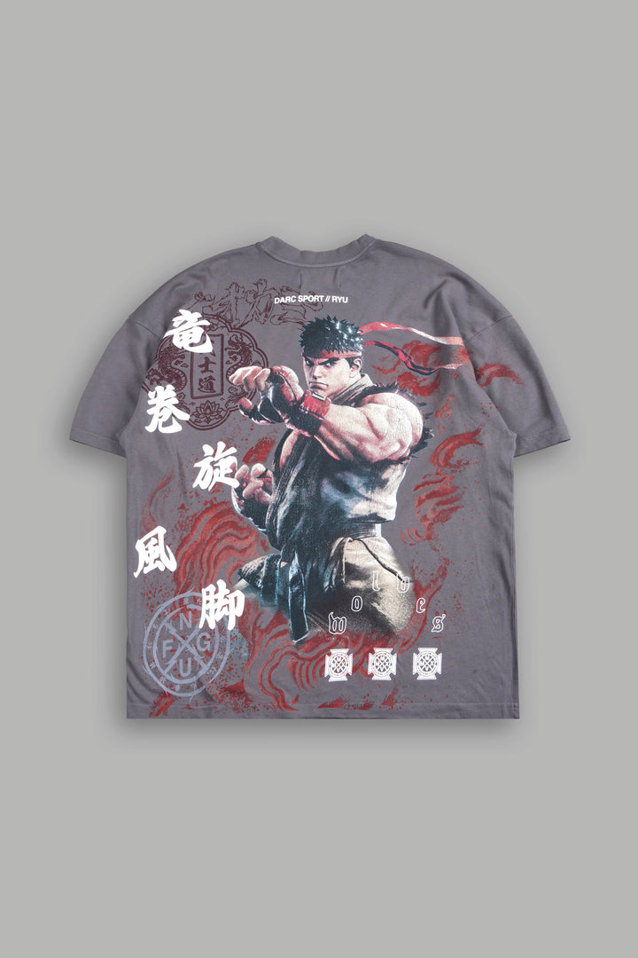 Dragon Rising Premium Oversized Tee In Slate Gray