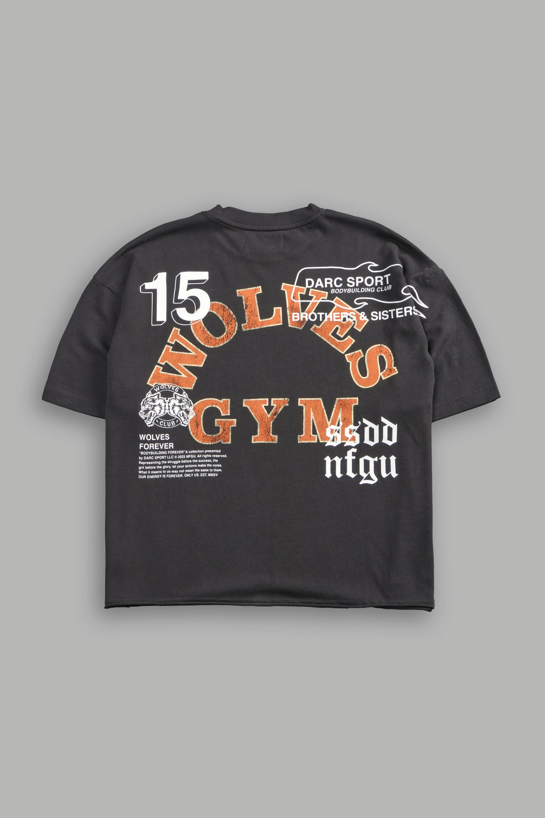 Wolves Gym V2 Premium Raw Hem "Box Cut" Tee in Wolf Gray