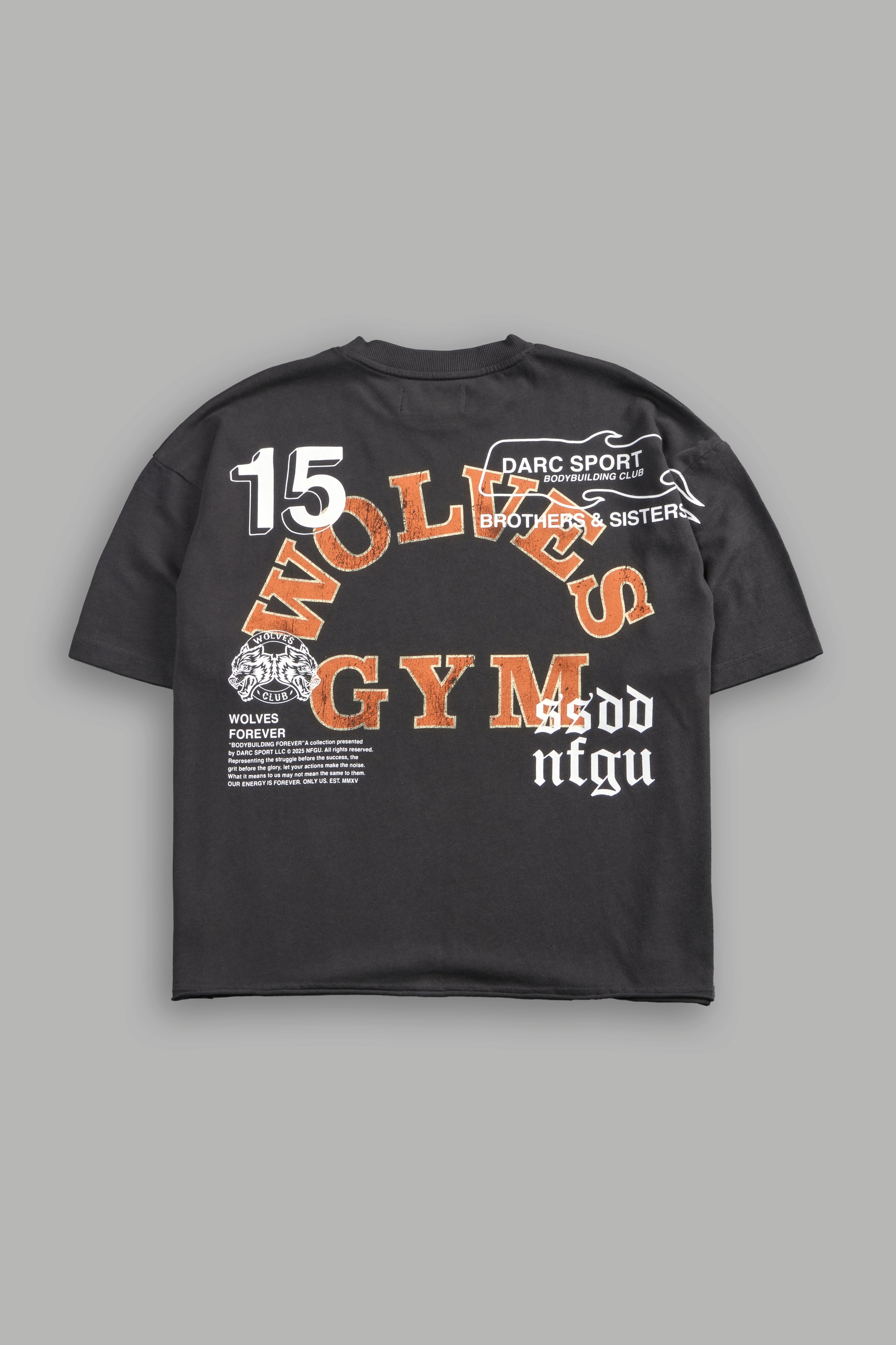Wolves Gym V2 Premium Raw Hem "Box Cut" Tee in Wolf Gray