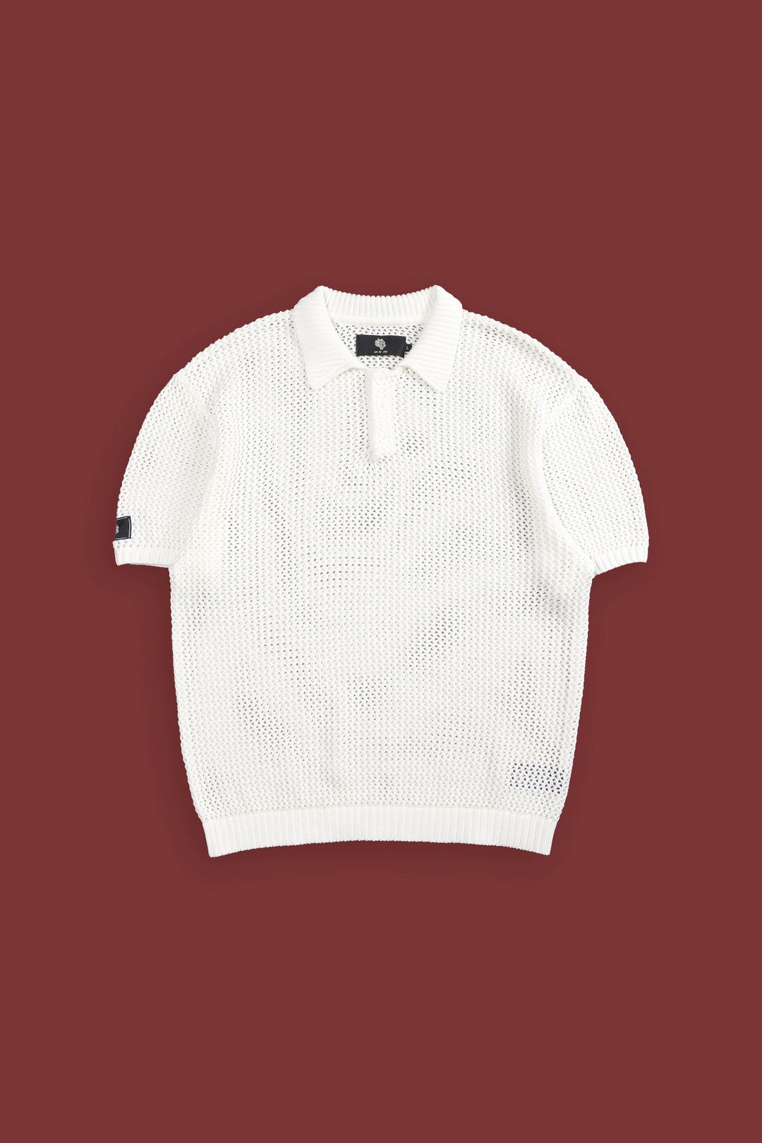 Wolf Patch Claude Knit Polo in Cream