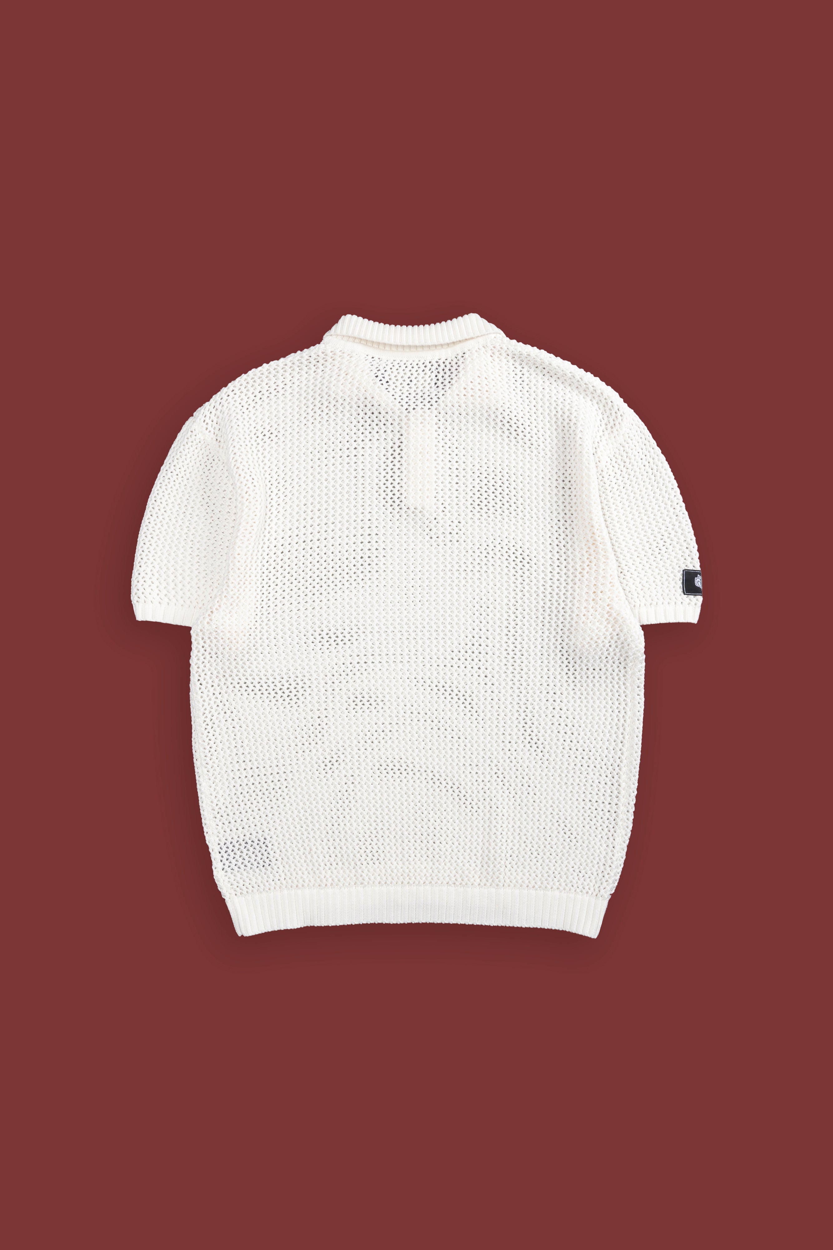 Wolf Patch Claude Knit Polo in Cream
