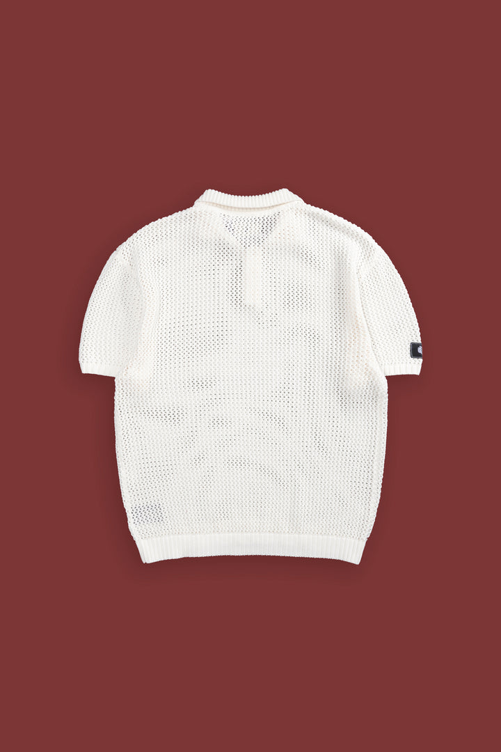Wolf Patch Claude Knit Polo in Cream