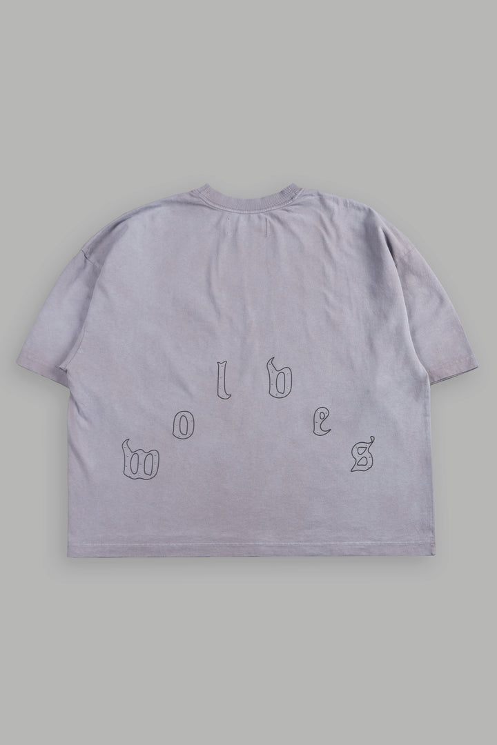 Our Crest Grunge Paul Box Cut Pocket Tee In Pale Gray Super Sun Fade