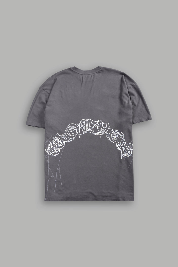Web Of Darkness Premium Oversized Tee in Slate Gray