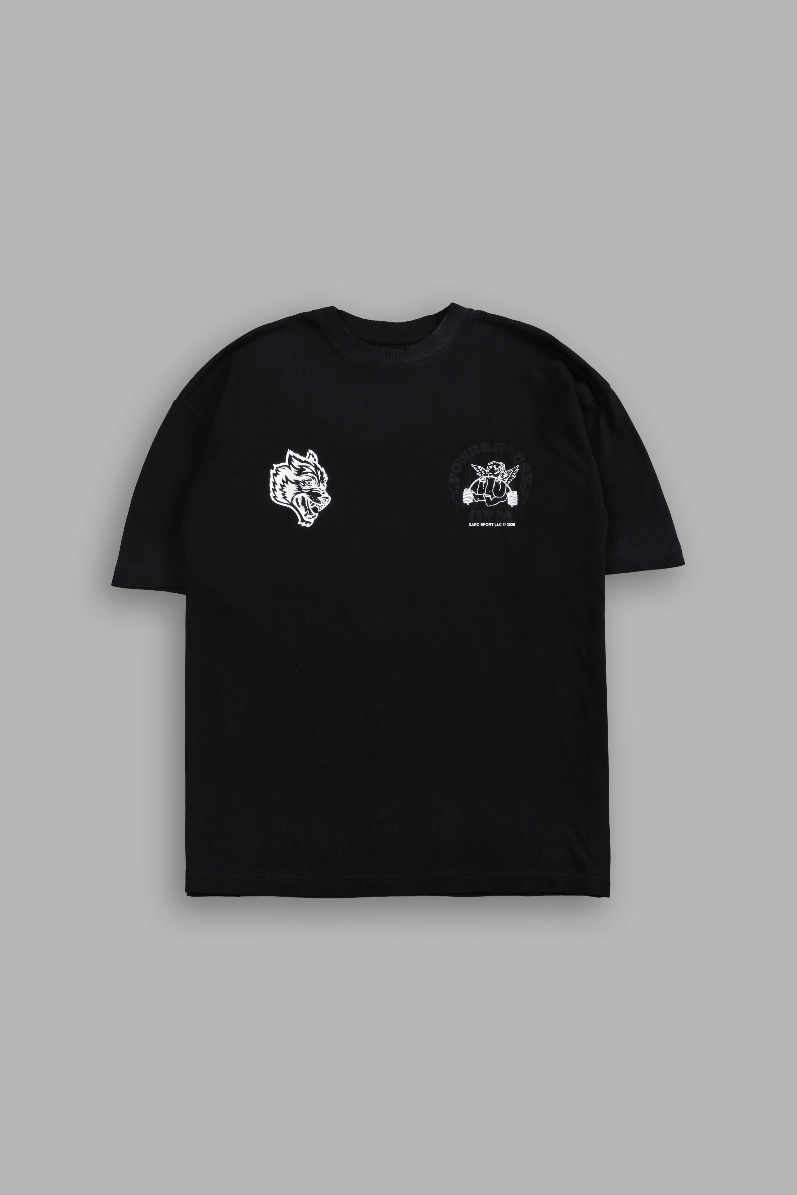 Powerhouse of the Cherub Unisex Premium Oversized Tee in Black Drift Wash