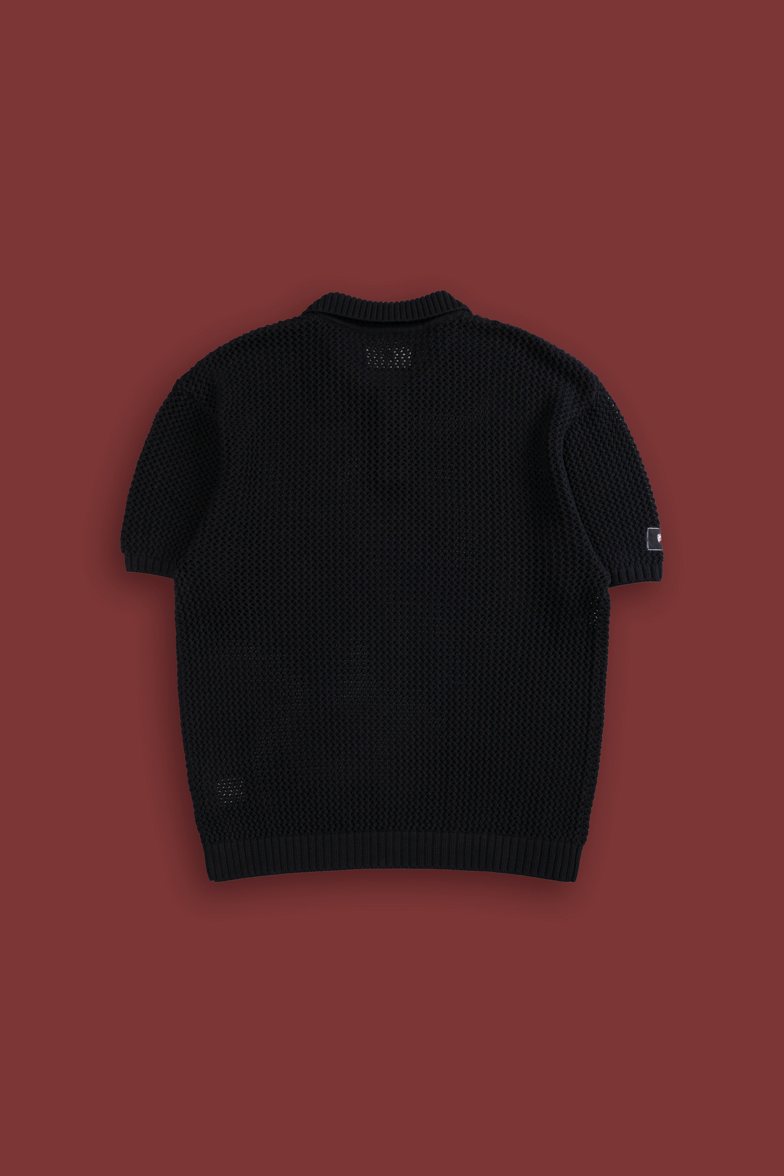 Wolf Patch Claude Knit Polo in Black