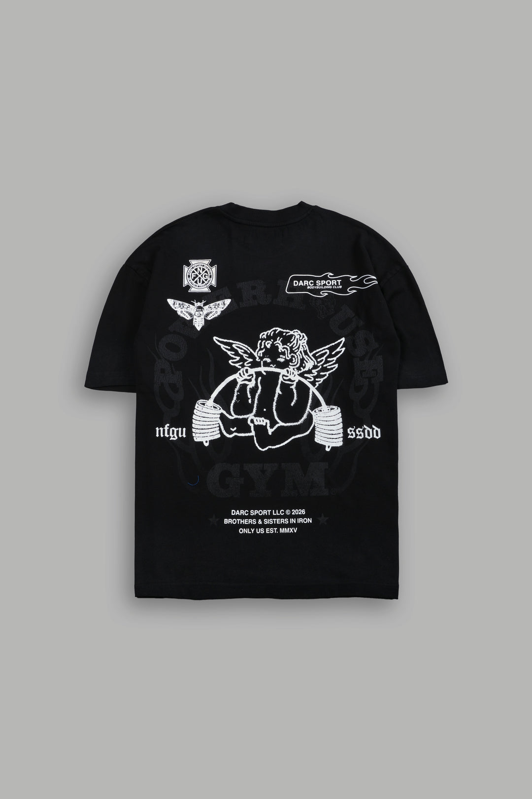 Powerhouse of the Cherub Unisex Premium Oversized Tee in Black Drift Wash