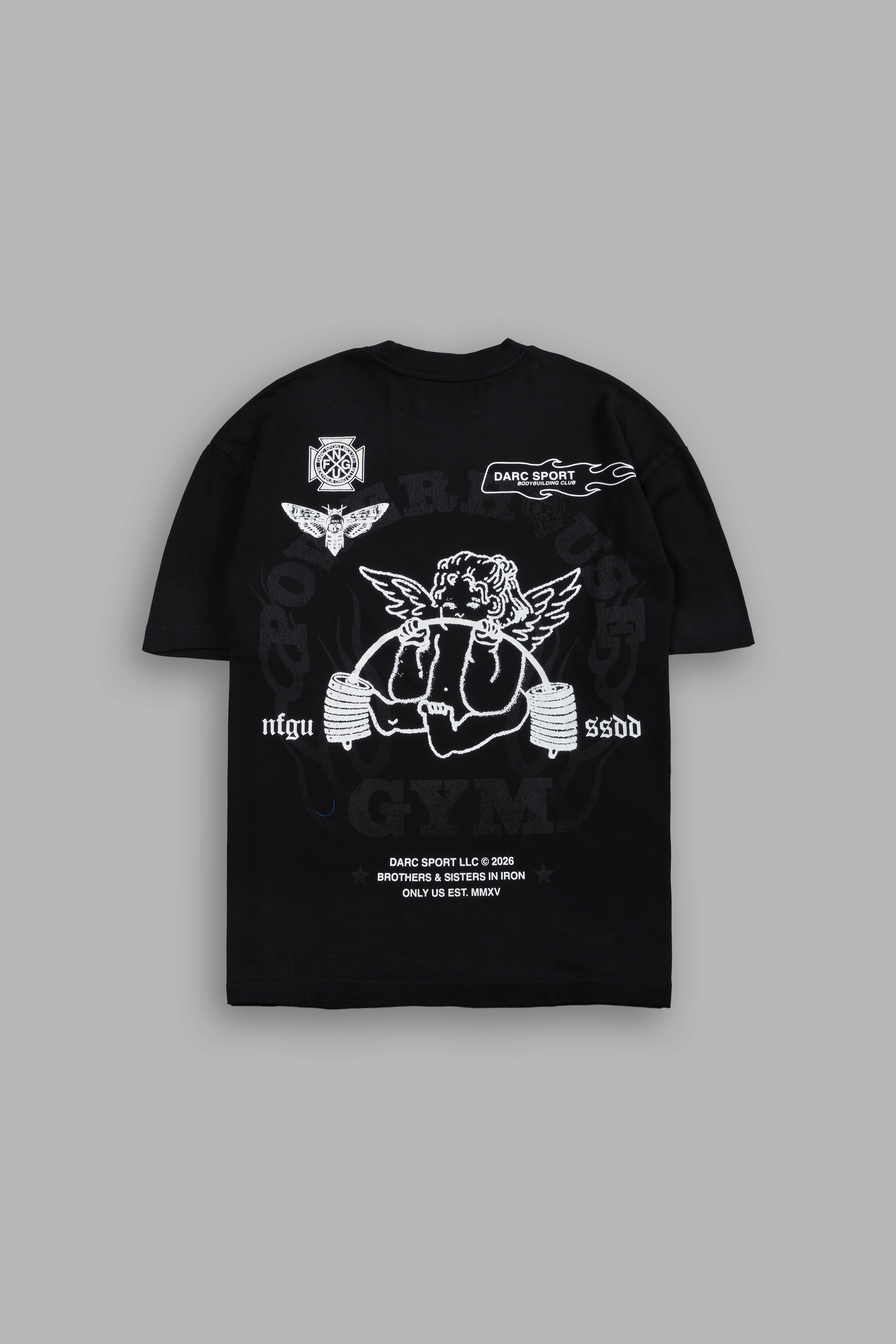 Powerhouse of the Cherub Unisex Premium Oversized Tee in Black Drift Wash