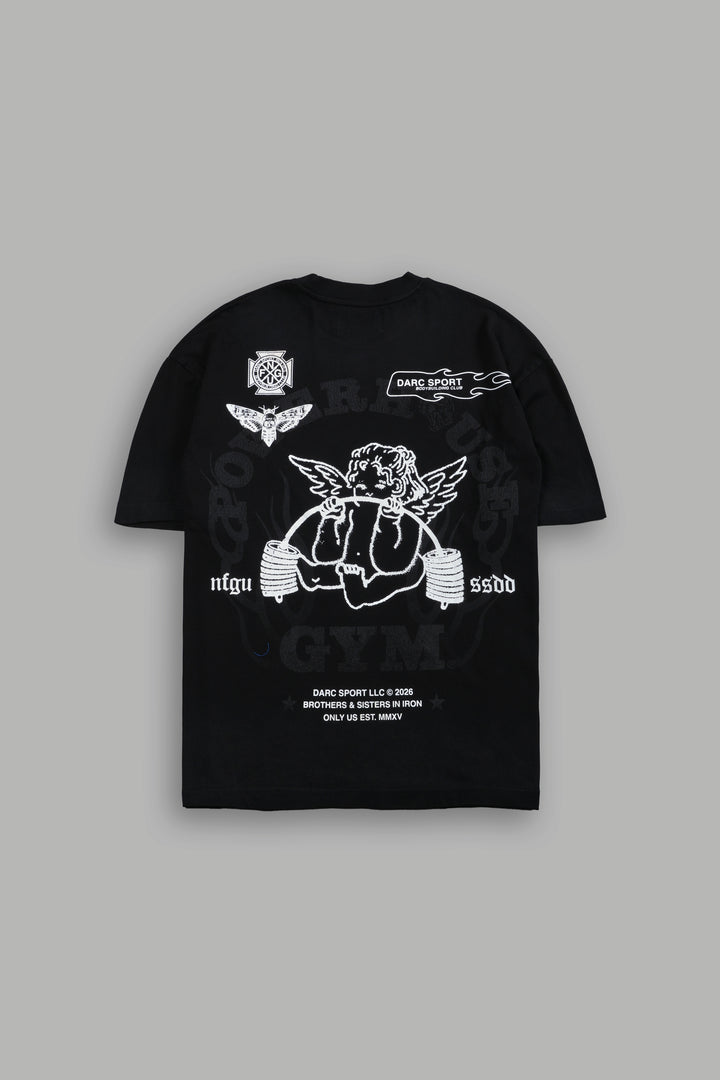Powerhouse of the Cherub Unisex Premium Oversized Tee in Black Drift Wash