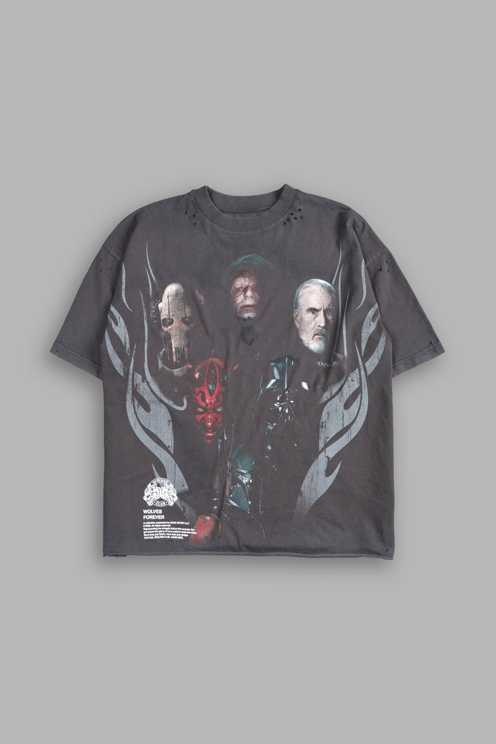 Dark Order Distressed Grunge Mid Length Raw Hem Tee V2 in Wolf Gray