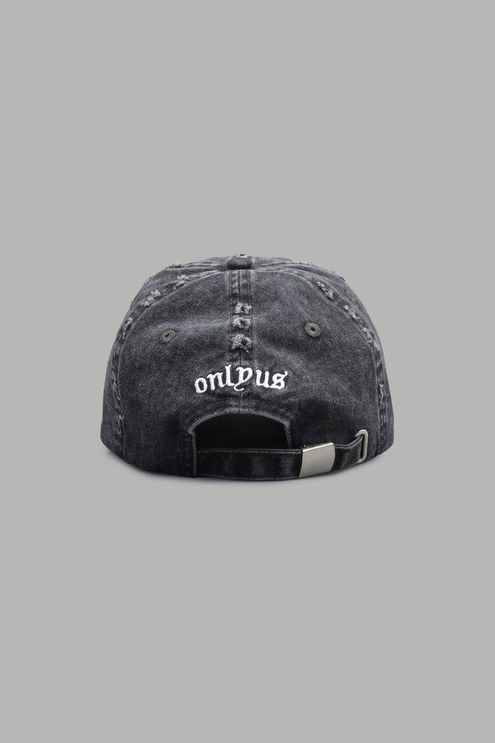 Wolf Head Distressed Dad Hat In Black