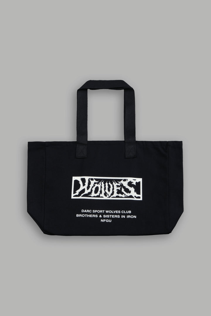 Shielded Heart Canvas Tote Bag in Black