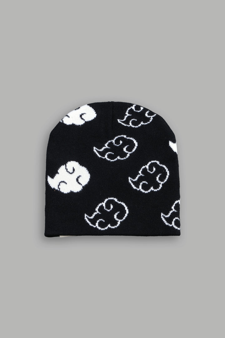 Wolf Clouds Cap Beanie in Black/White
