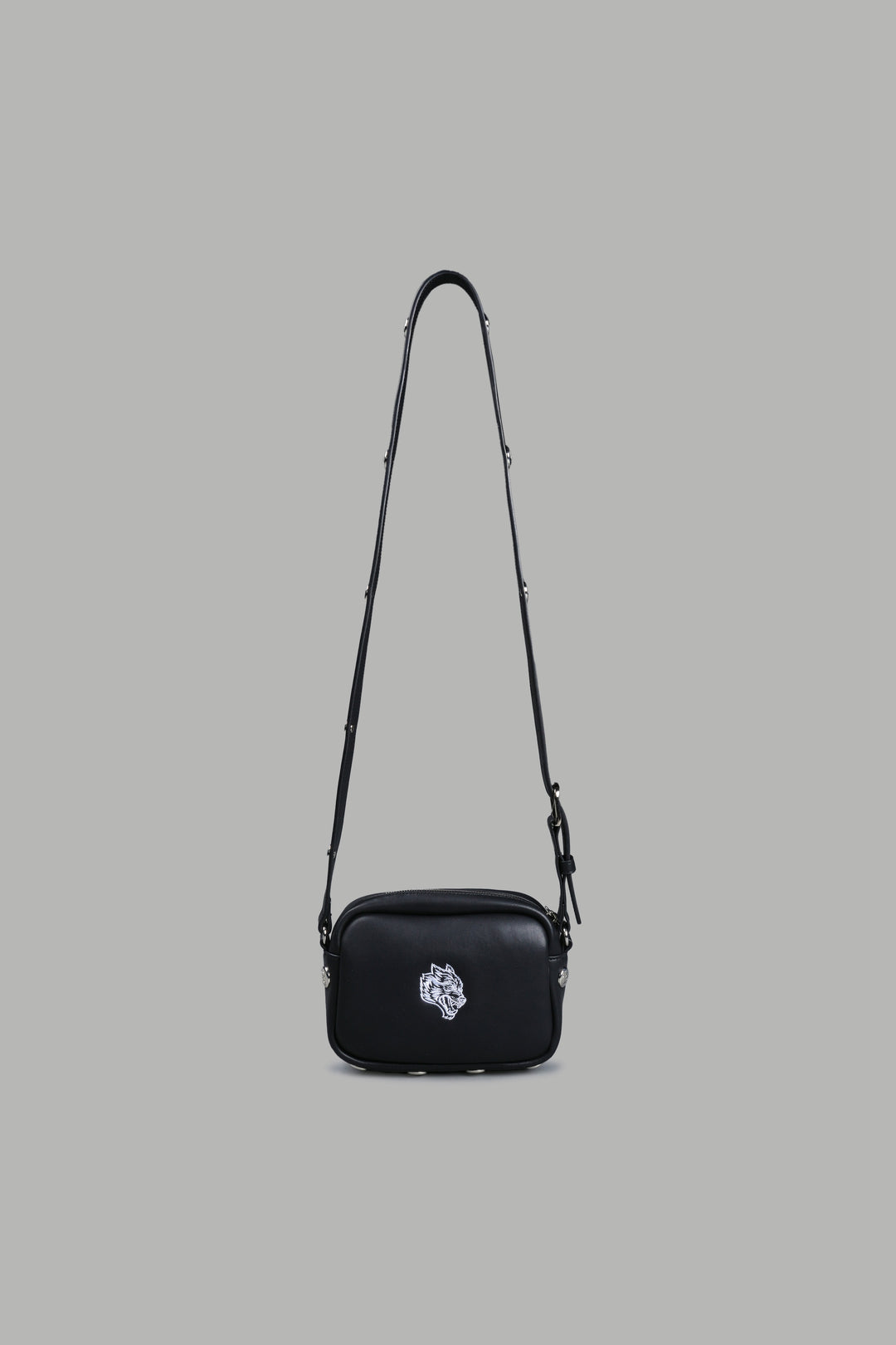 Wolf Head Rodman Leather Side Bag in Black