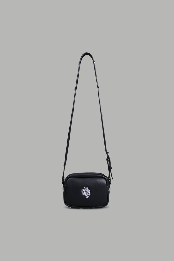 Wolf Head Rodman Leather Side Bag in Black