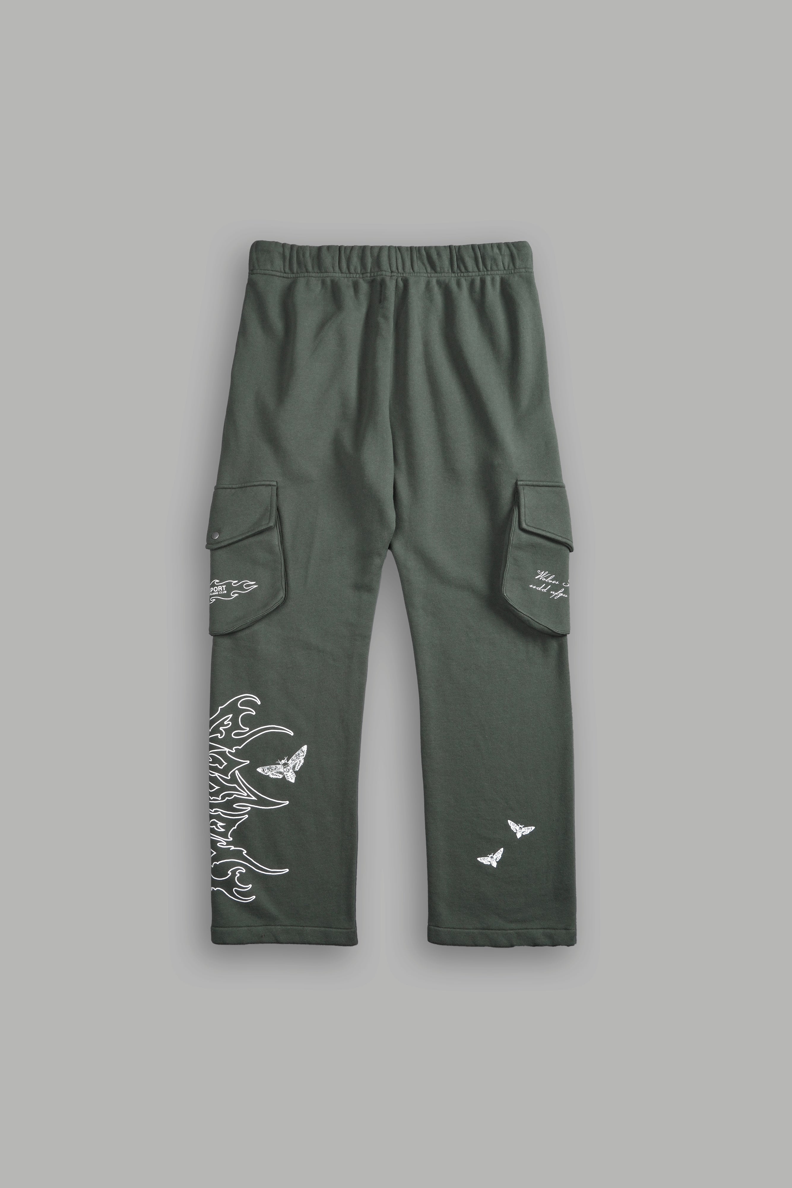 Death Head Bigelow Cargo Sweat Pants in Green Ivy