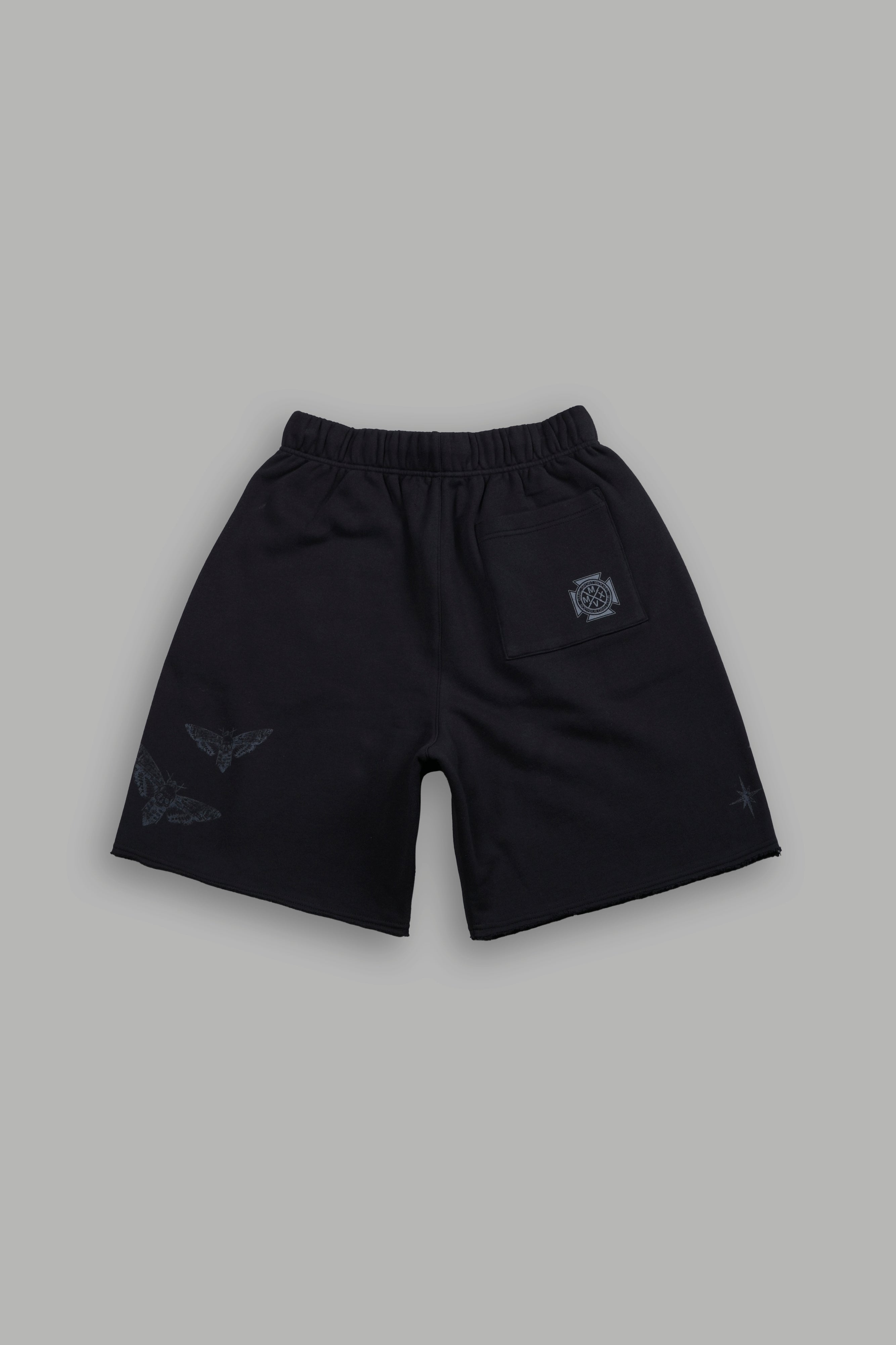 Homage To La Raw Hem Oversized Post Lounge Sweat Shorts in Black