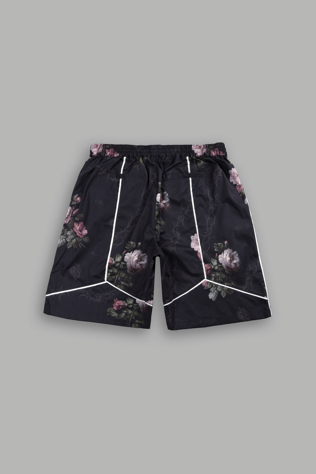 Dual Mens Quinn Track Shorts in Black Rose Thorn