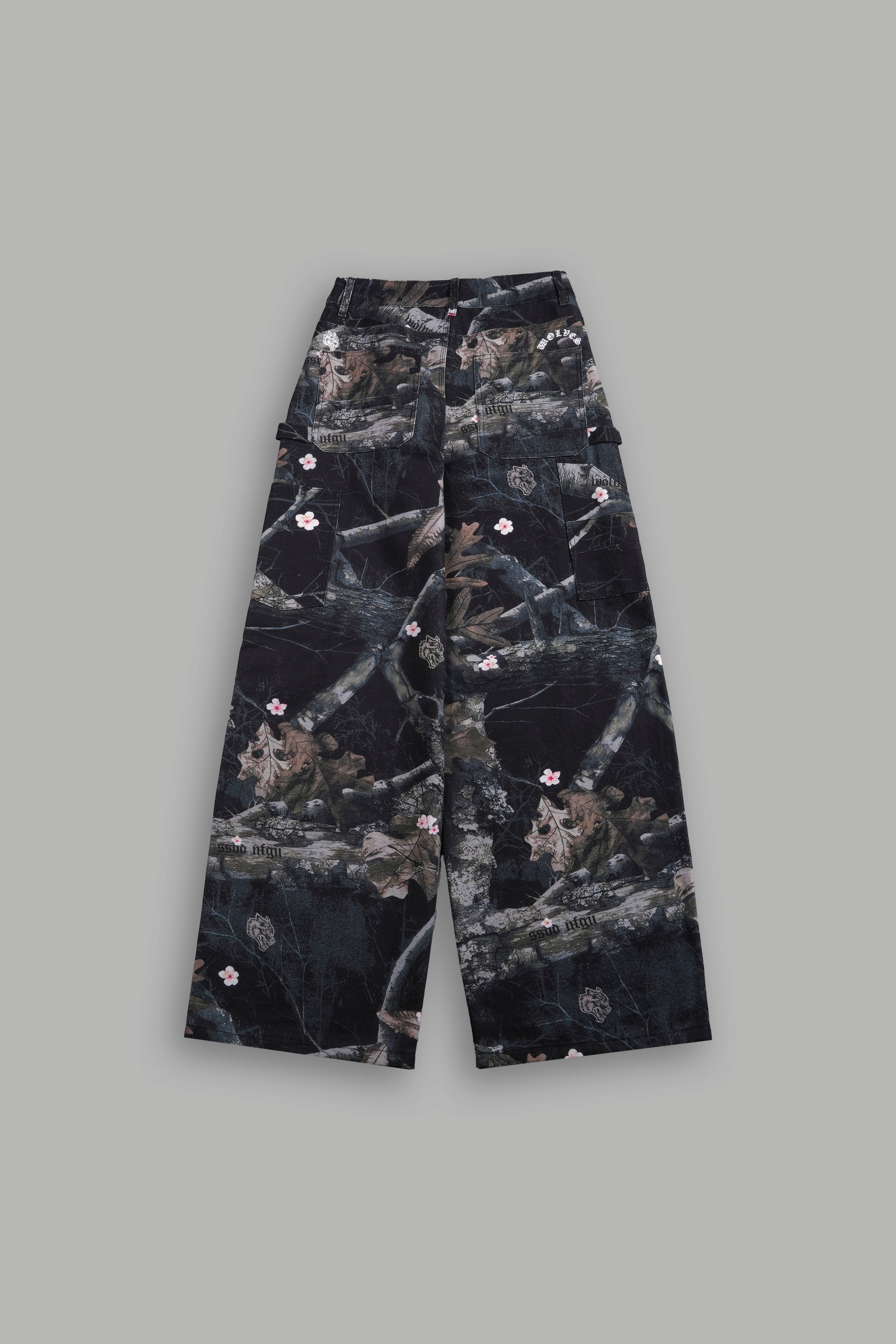 Wolf Chopper Wide Leg Carpenter Pants in Darc Blossom Woodland Camo