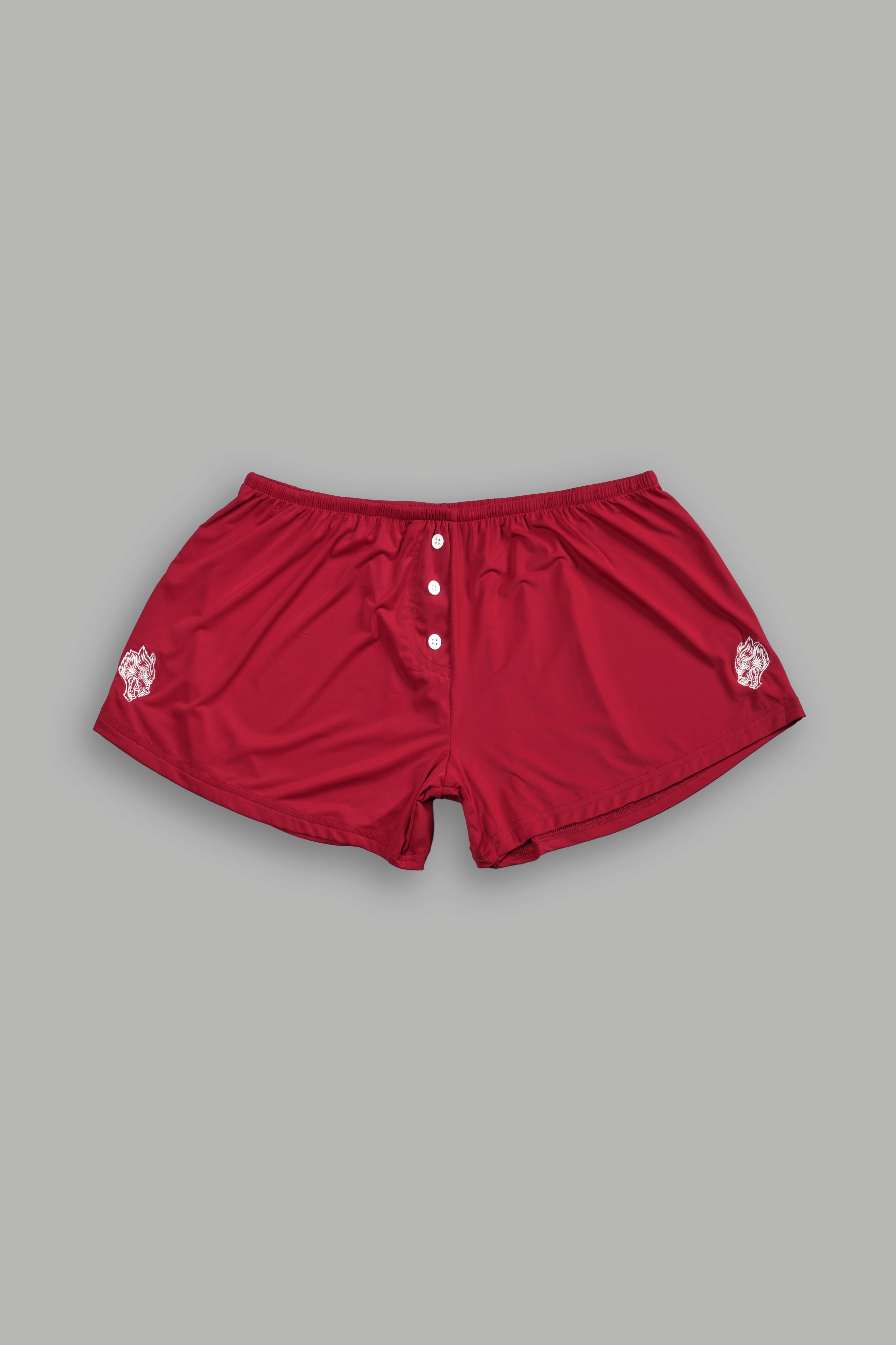 Dual Wolf "Heidi" Silky Lounge Shorts in Deep Raspberry