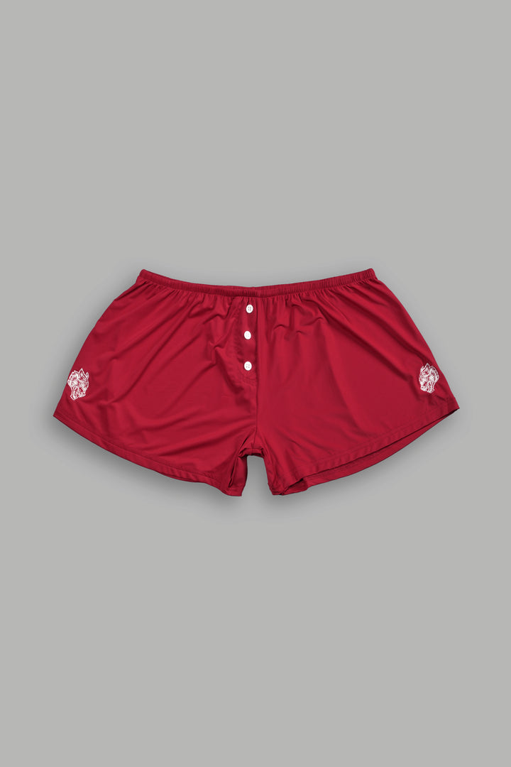 Dual Wolf "Heidi" Silky Lounge Shorts in Deep Raspberry
