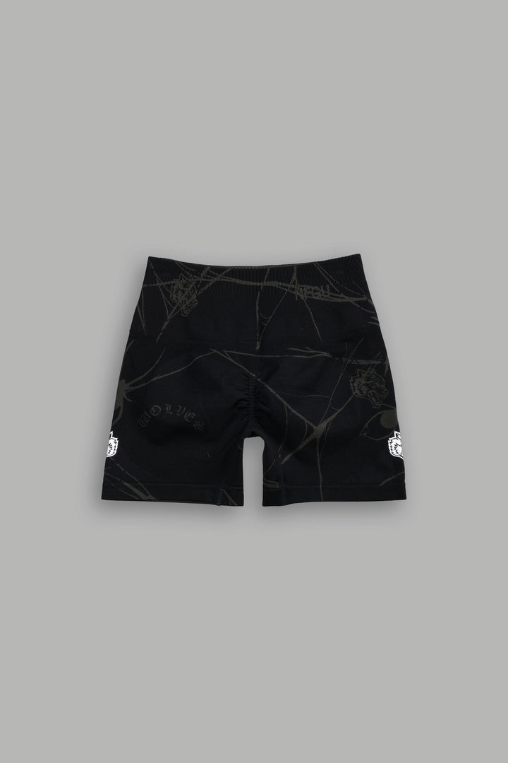 Dual Wolf Everson Seamless "Sierra" Shorts in Black Spider Web