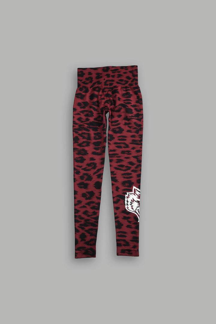 Big Wolf "Everson" Scrunch Leggings in Cherry Red Leopard
