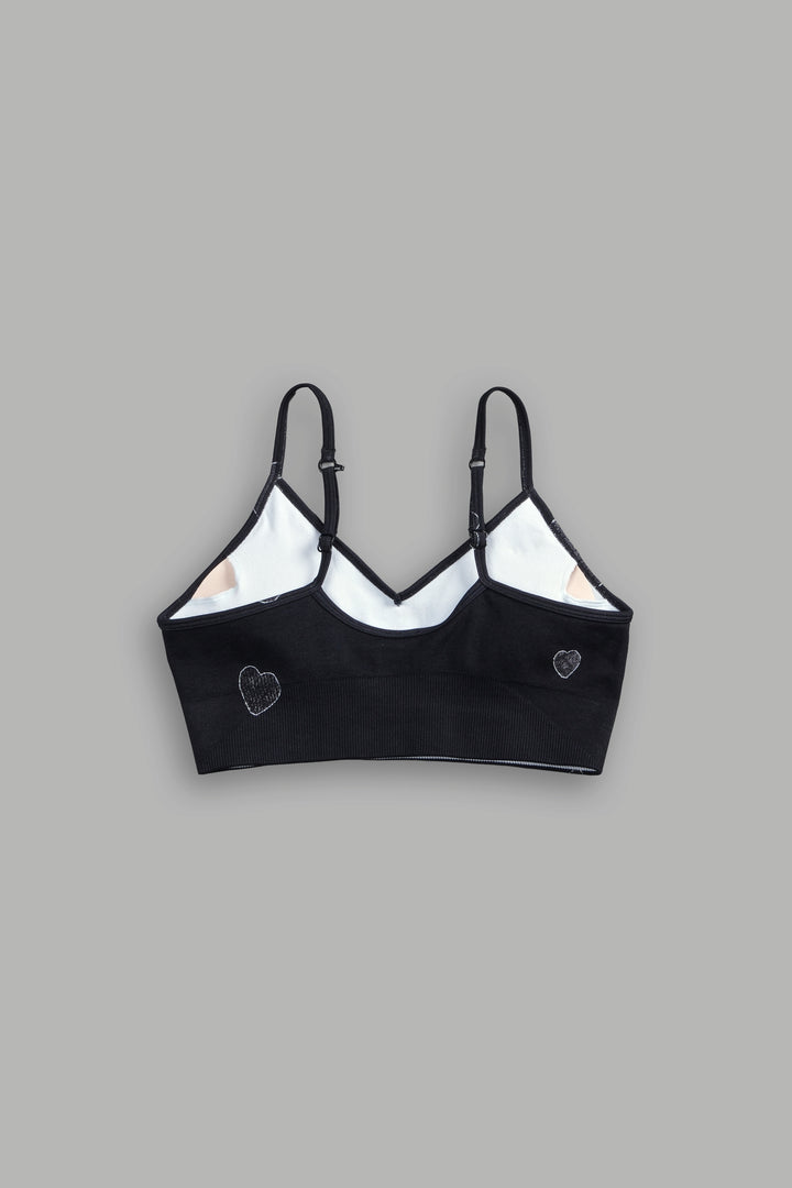 Her Energy "Everson" Seamless Sports Bra in Heart Candy Black