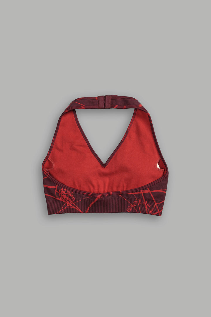 Her Darcness "Everson Seamless" Halter Bra in Roman Red Spider Web