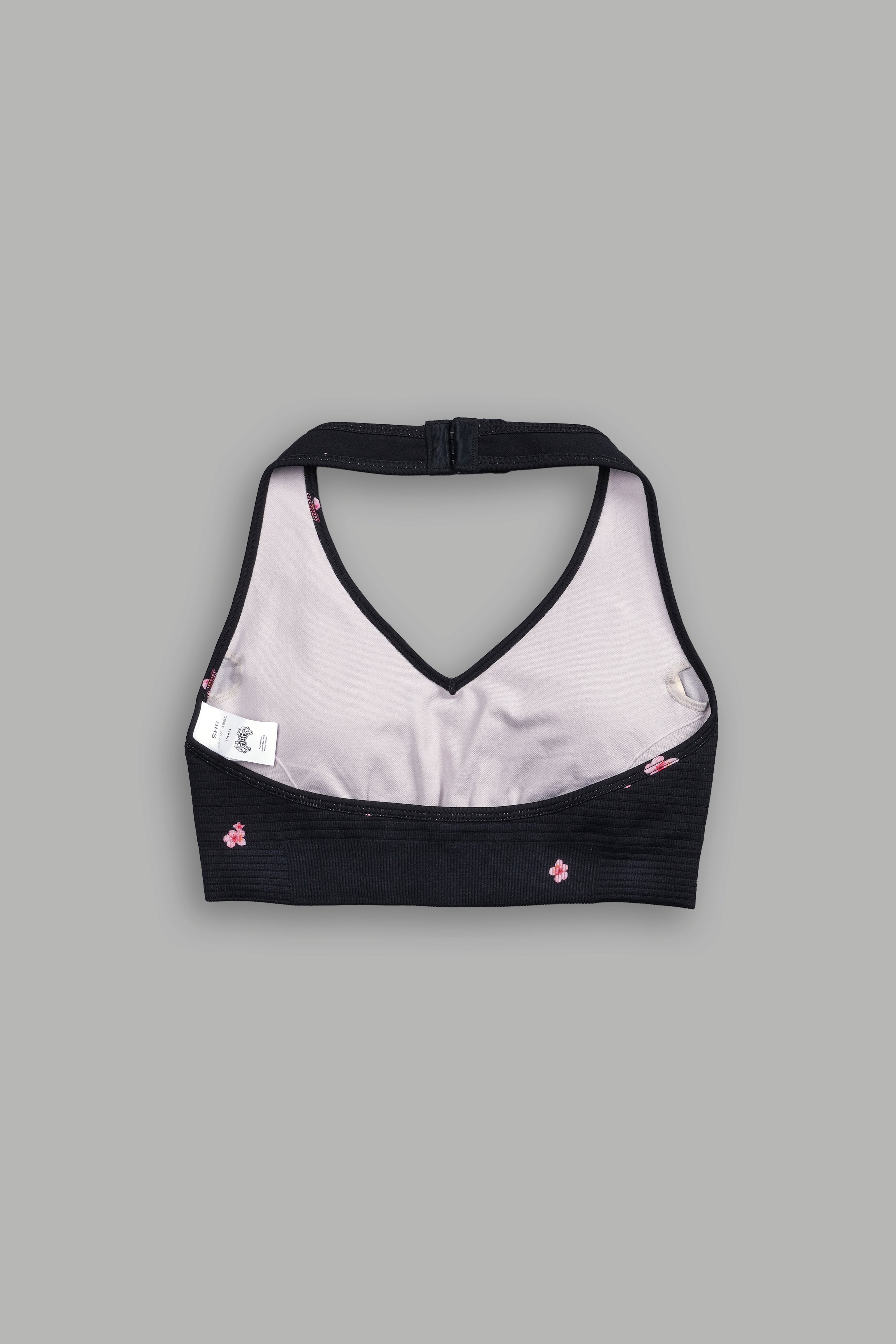 Darc Letter "Everson Seamless" Valencourt Halter Bra in Black/Cherry Blossom