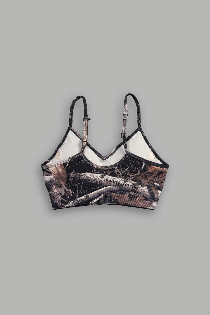 Our Passion "Everson Seamless" Sports Bra in Darc Brown Woodland Camo