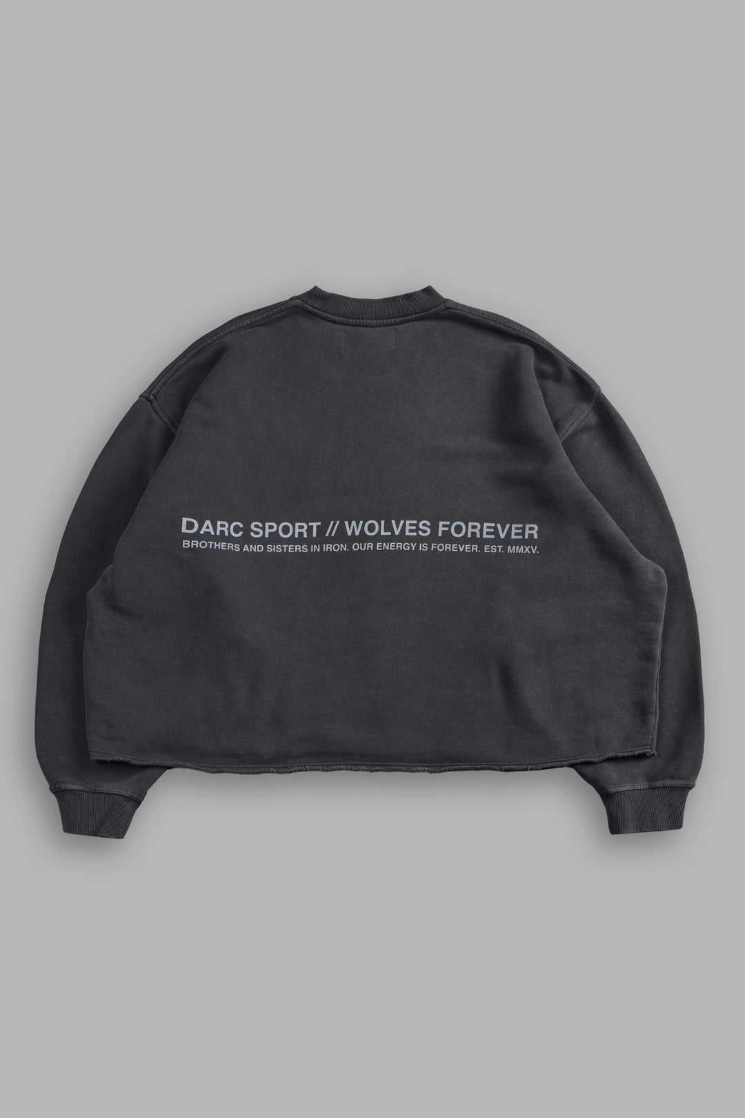 Pyramid Wolves Raw Hem "Box Cut" Crewneck in Wolf Gray