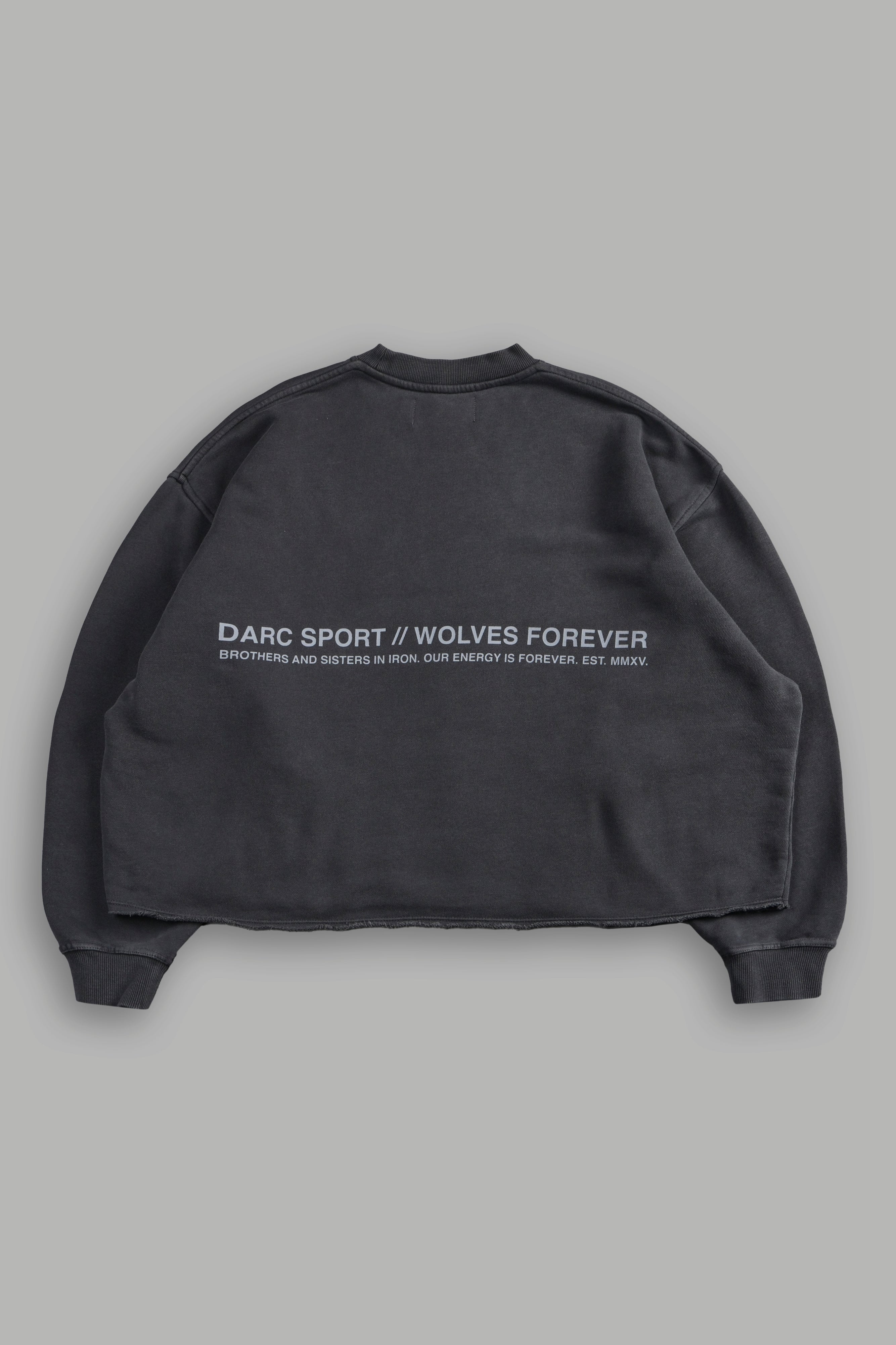 Pyramid Wolves Raw Hem "Box Cut" Crewneck in Wolf Gray